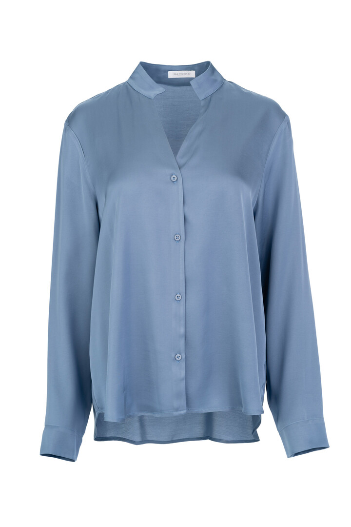 SATIN ECOVERO SHIRT LIGHT BLUE