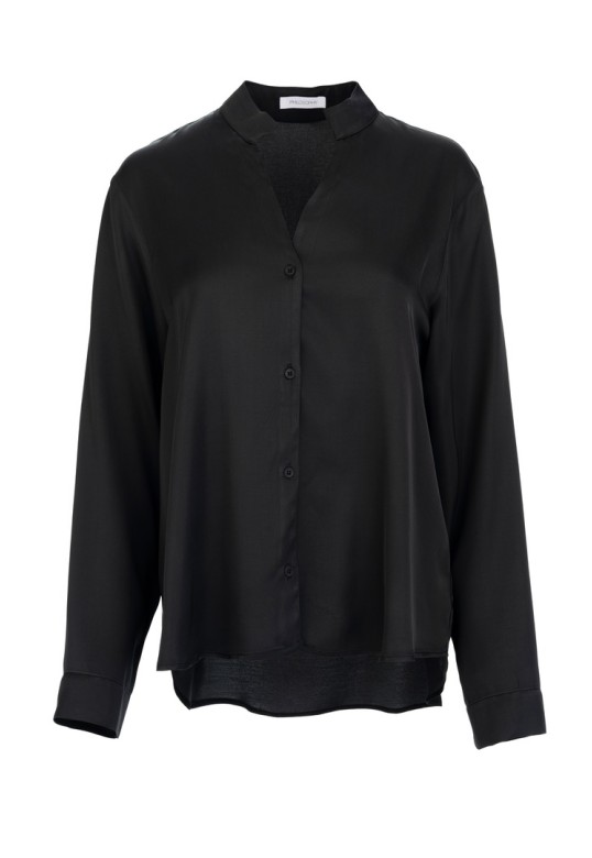 SATIN ECOVERO SHIRT OFF BLACK