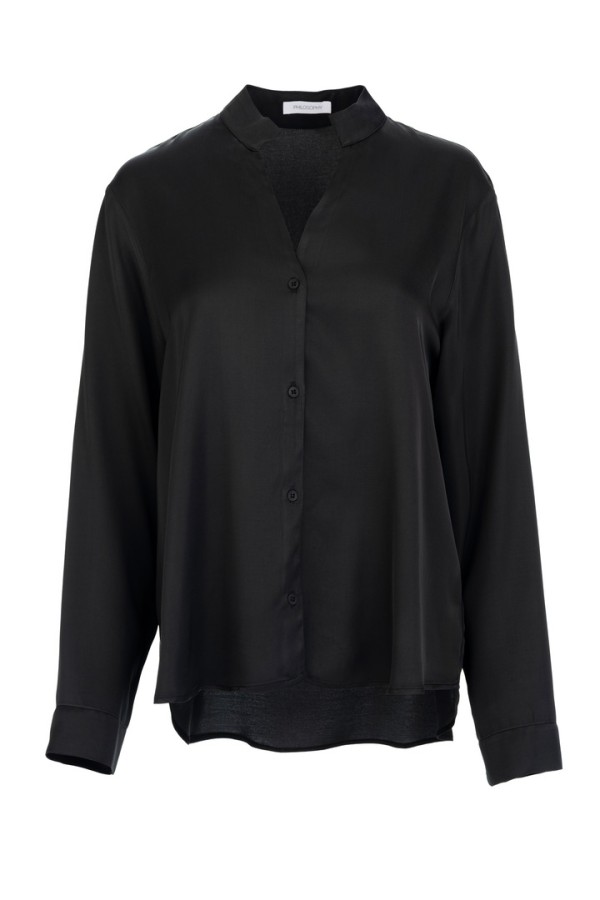 SATIN ECOVERO SHIRT OFF BLACK
