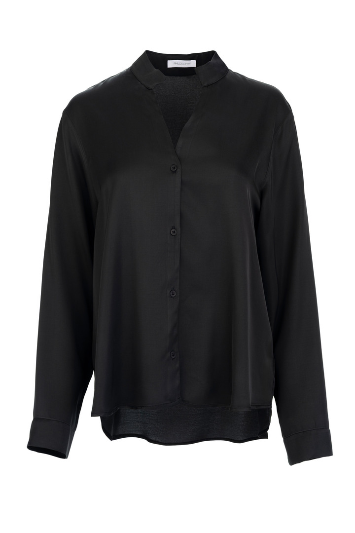 SATIN ECOVERO SHIRT OFF BLACK