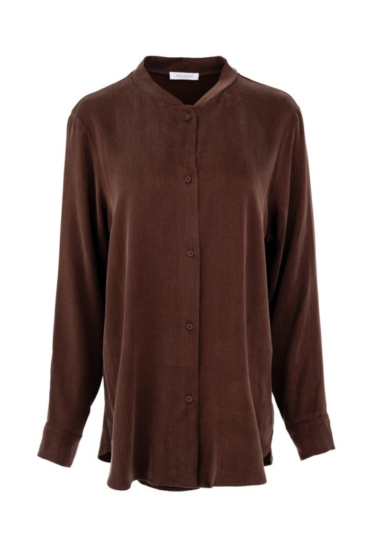 CUPRO VISCOSE OVERSIZED SHIRT BROWN