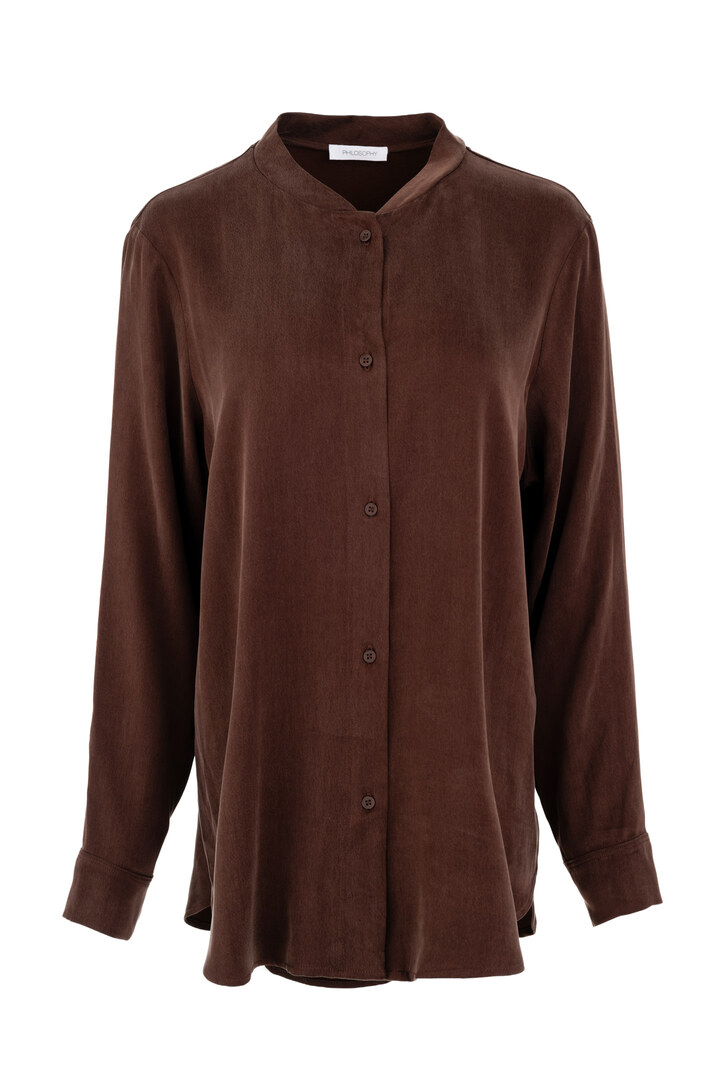 CUPRO VISCOSE OVERSIZED SHIRT BROWN