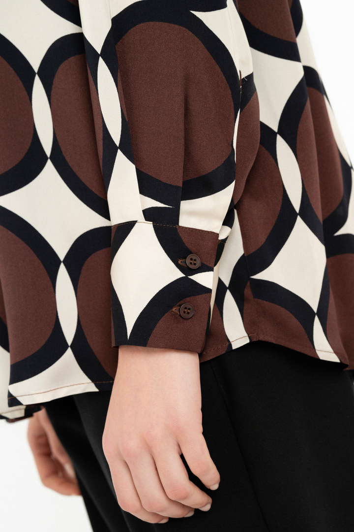 SATIN PRINT LONG SHIRT BROWN