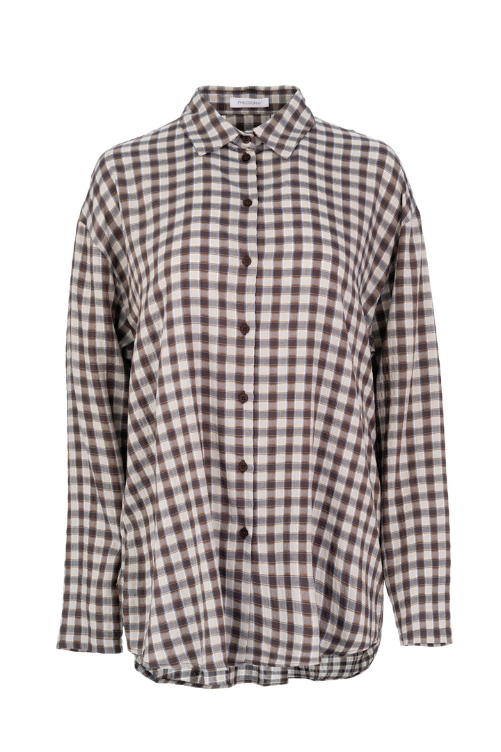 PLAID OVERSIZED SHIRT BROWN
