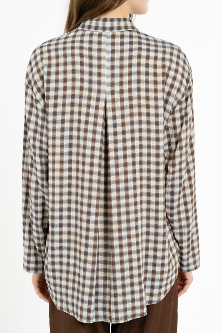 PLAID OVERSIZED SHIRT BROWN