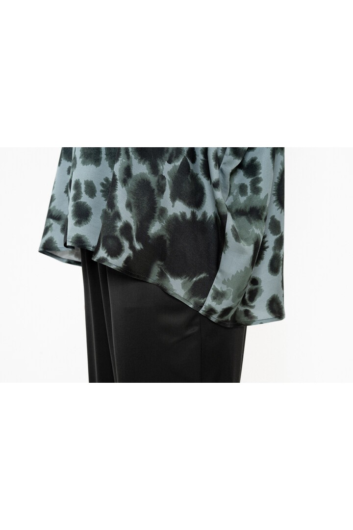 SATIN PRINT OVERSIZED SHIRT DUSTY BLUE