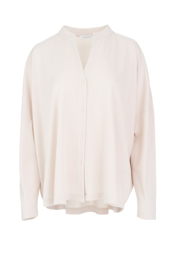 CUPRO PIQUE OVERSIZED SHIRT CREAM