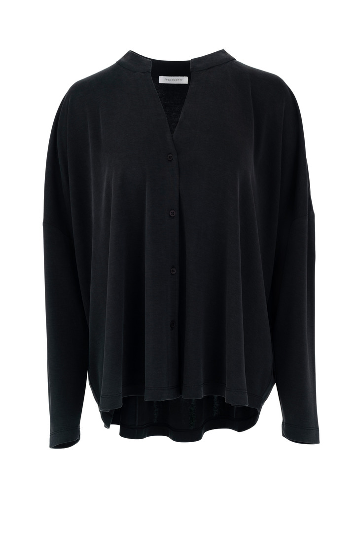 CUPRO PIQUE OVERSIZED SHIRT OFF BLACK