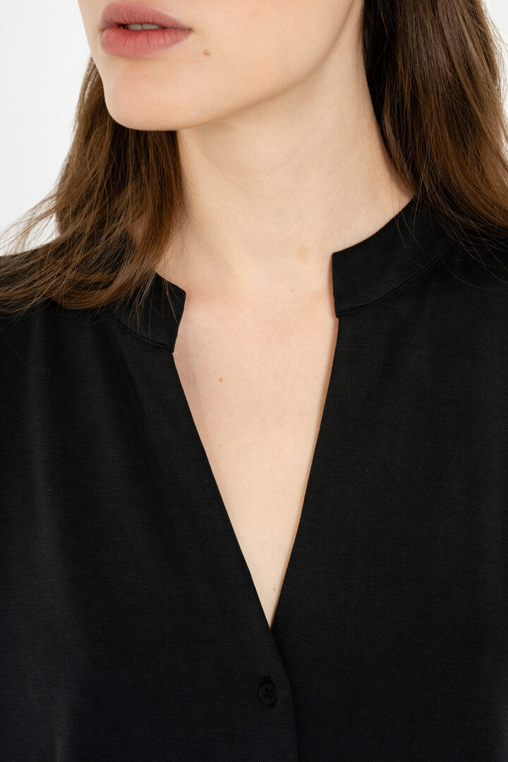 CUPRO PIQUE OVERSIZED SHIRT OFF BLACK