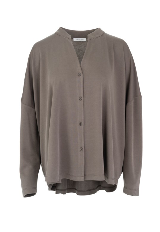 CUPRO PIQUE OVERSIZED SHIRT TAUPE