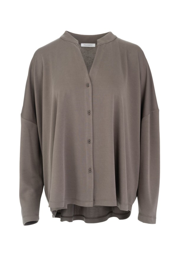 CUPRO PIQUE OVERSIZED SHIRT TAUPE