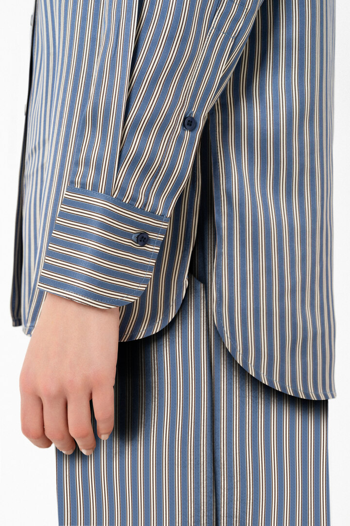 SATIN STRIPES OVERSIZED SHIRT BLUE