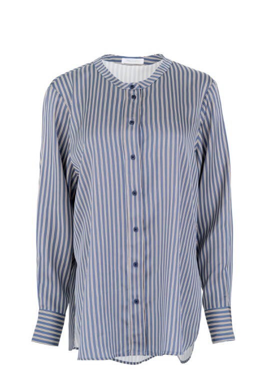 SATIN STRIPES OVERSIZED SHIRT BLUE