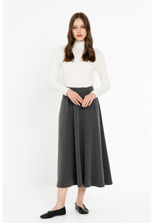 HEAVY RIB SANDWASHED SKIRT GREY