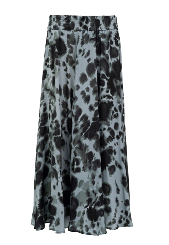 SATIN PRINT SKIRT DUSTY BLUE 