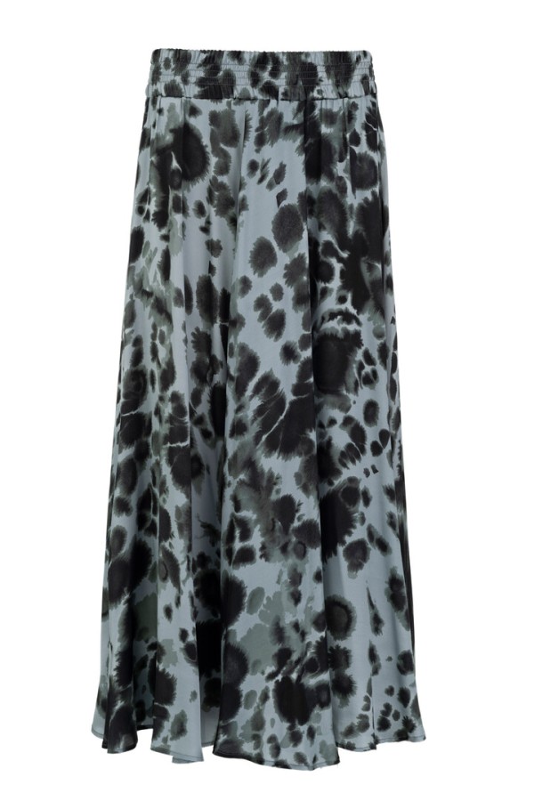 SATIN PRINT SKIRT DUSTY BLUE 