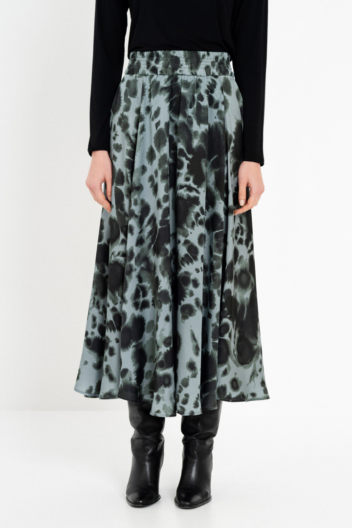 SATIN PRINT SKIRT DUSTY BLUE 