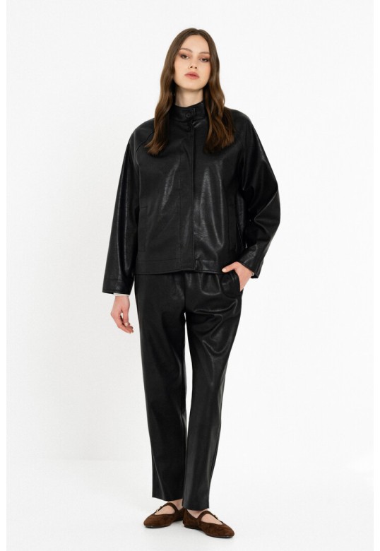 LEATHER JOGGERS PANTS BLACK