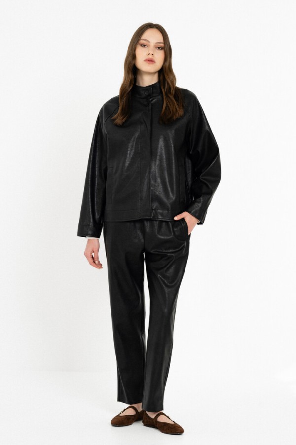 LEATHER JOGGERS PANTS BLACK