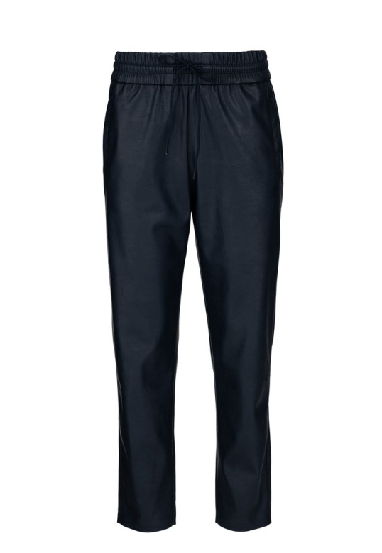 LEATHER JOGGERS PANTS DARK BLUE