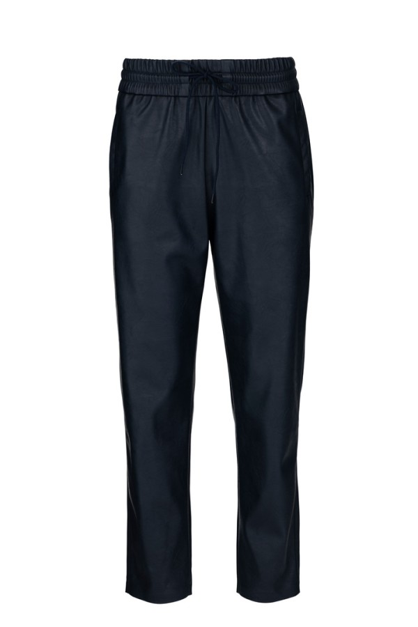 LEATHER JOGGERS PANTS DARK BLUE