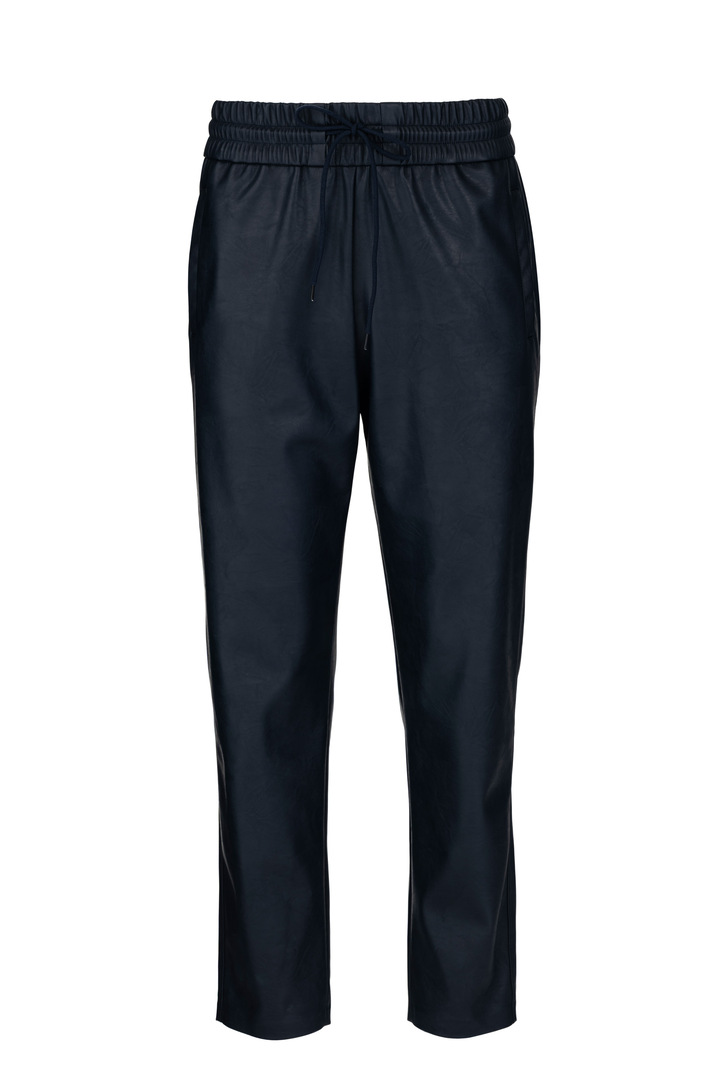LEATHER JOGGERS PANTS DARK BLUE