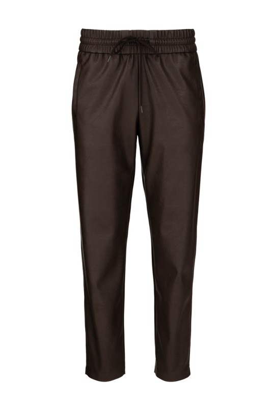 LEATHER JOGGERS PANTS DARK BROWN