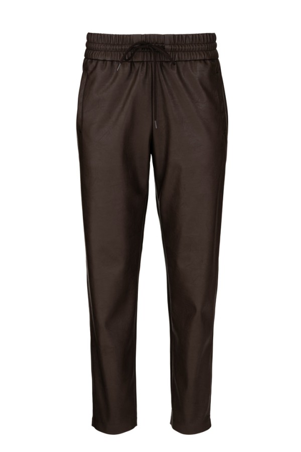 LEATHER JOGGERS PANTS DARK BROWN