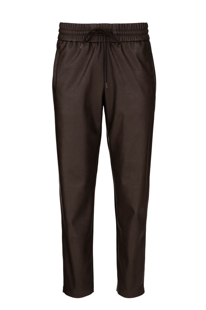 LEATHER JOGGERS PANTS DARK BROWN
