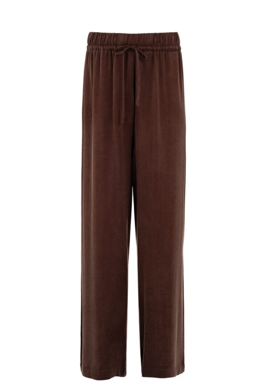 CUPRO VISCOSE WIDE LEG PANTS BROWN