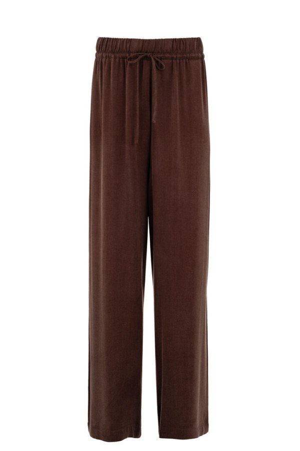 CUPRO VISCOSE WIDE LEG PANTS BROWN