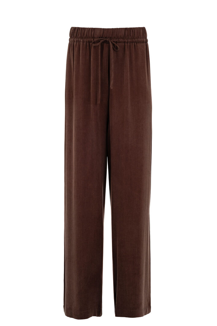 CUPRO VISCOSE WIDE LEG PANTS BROWN