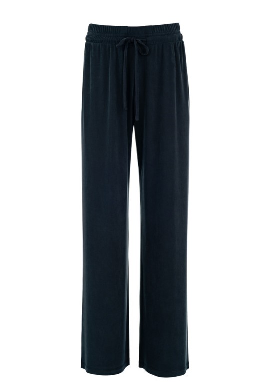 RIB SANDWASHED WIDE LEG PANTS BLACK