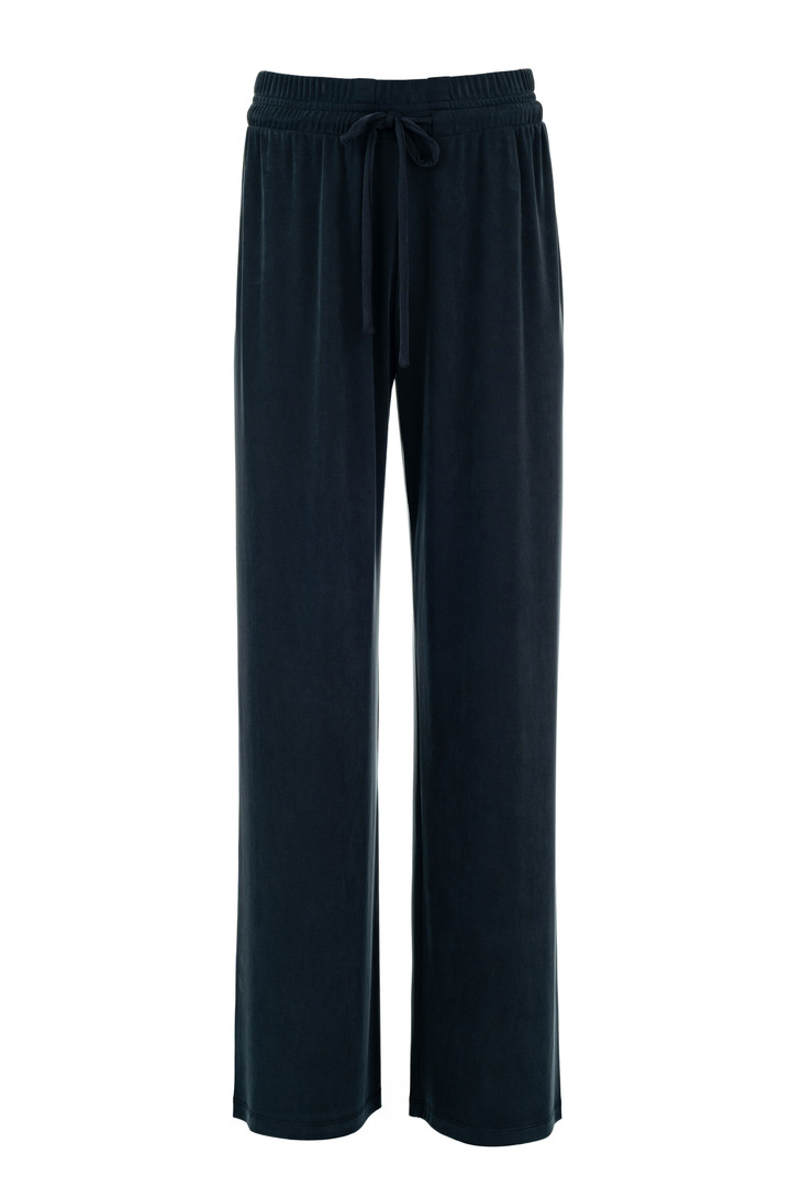 RIB SANDWASHED WIDE LEG PANTS BLACK