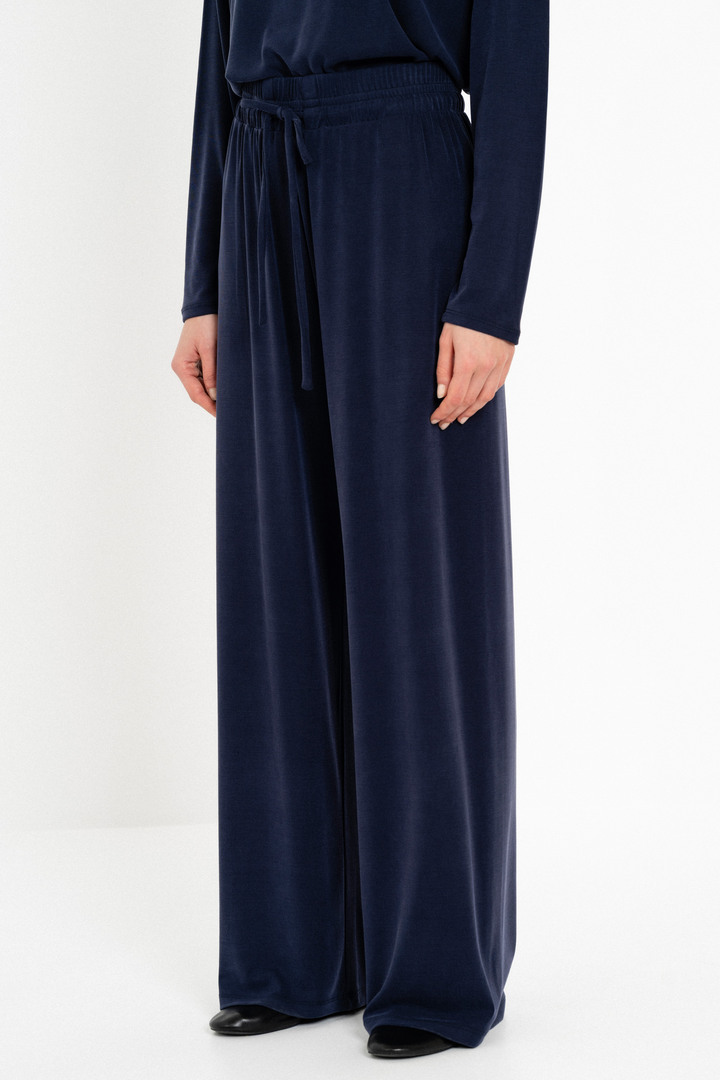 RIB SANDWASHED WIDE LEG PANTS DARK BLUE
