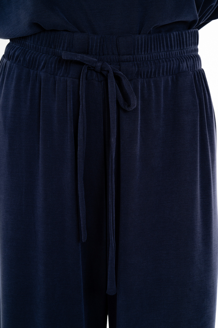 RIB SANDWASHED WIDE LEG PANTS DARK BLUE