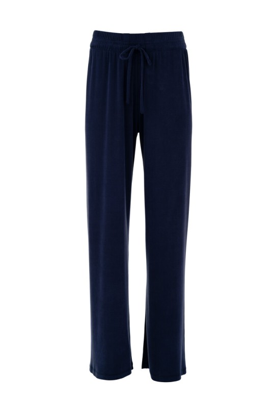 RIB SANDWASHED WIDE LEG PANTS DARK BLUE