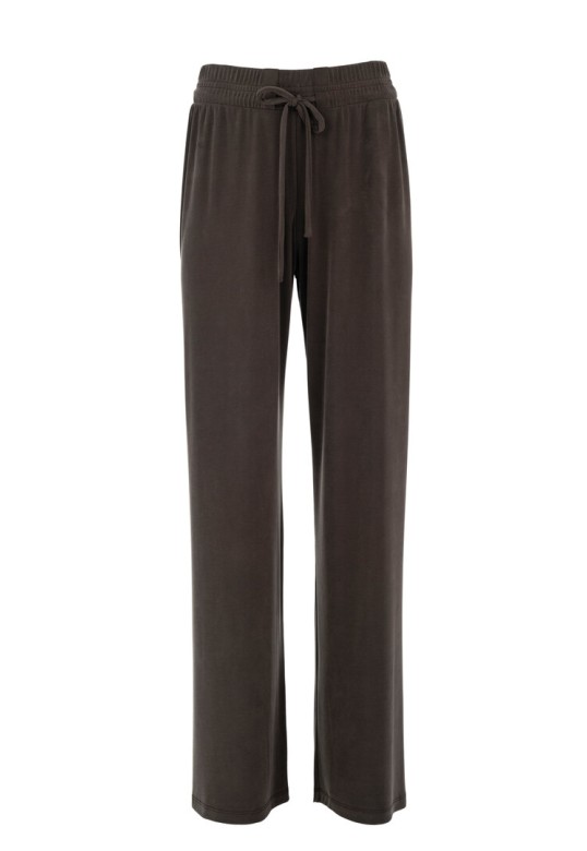 RIB SANDWASHED WIDE LEG PANTS DARK KHAKI