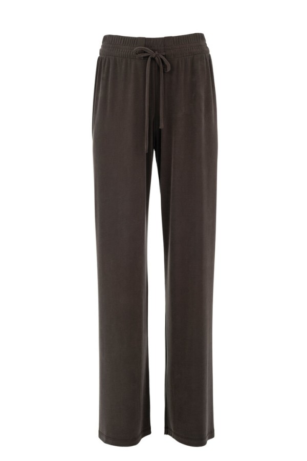 RIB SANDWASHED WIDE LEG PANTS DARK KHAKI