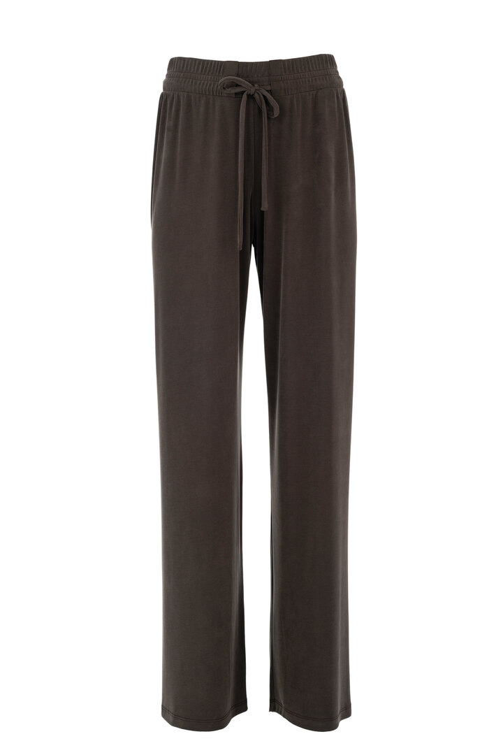 RIB SANDWASHED WIDE LEG PANTS DARK KHAKI