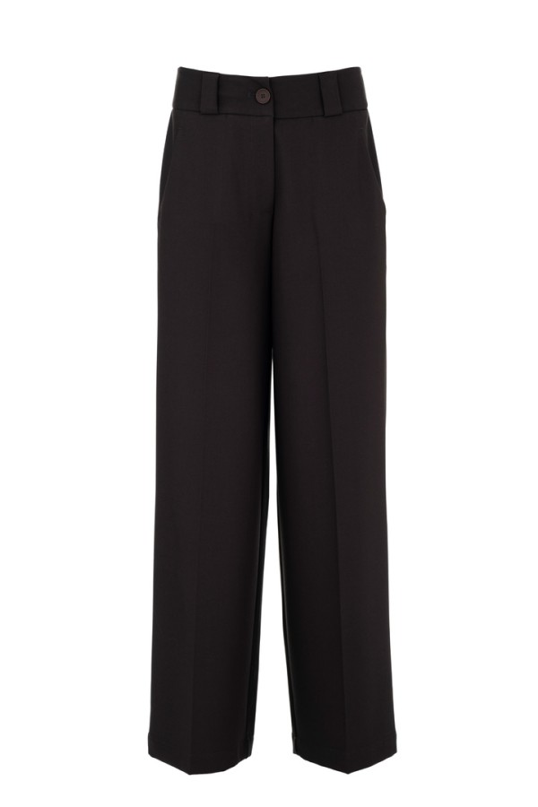 T/R WIDE LEG PANTS DARK BROWN