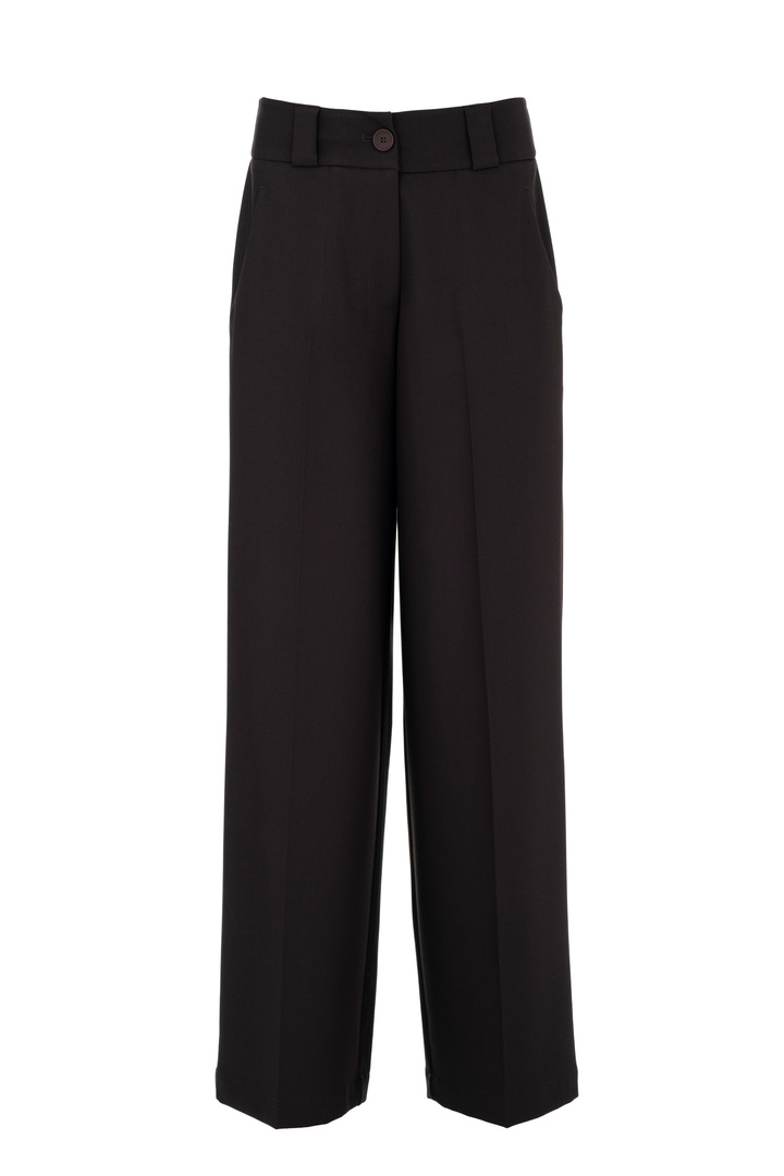 T/R WIDE LEG PANTS DARK BROWN