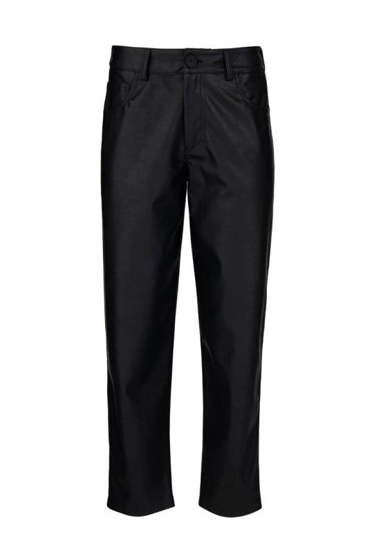 LEATHER REGULAR PANTS BLACK