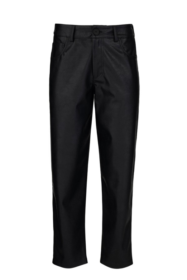 LEATHER REGULAR PANTS BLACK