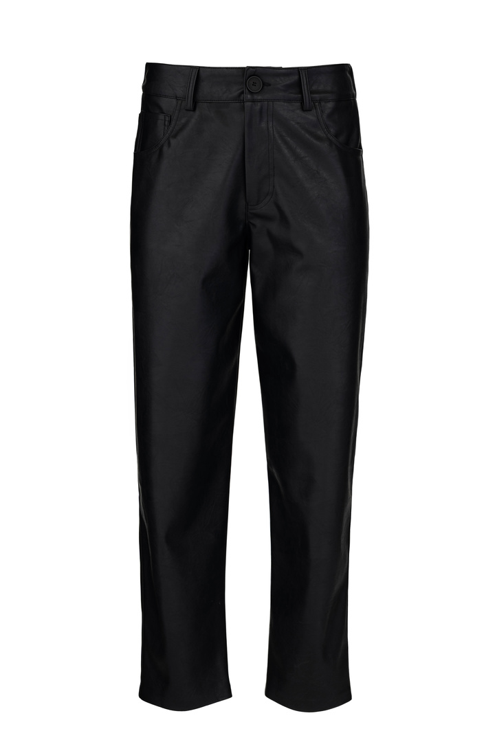 LEATHER REGULAR PANTS BLACK