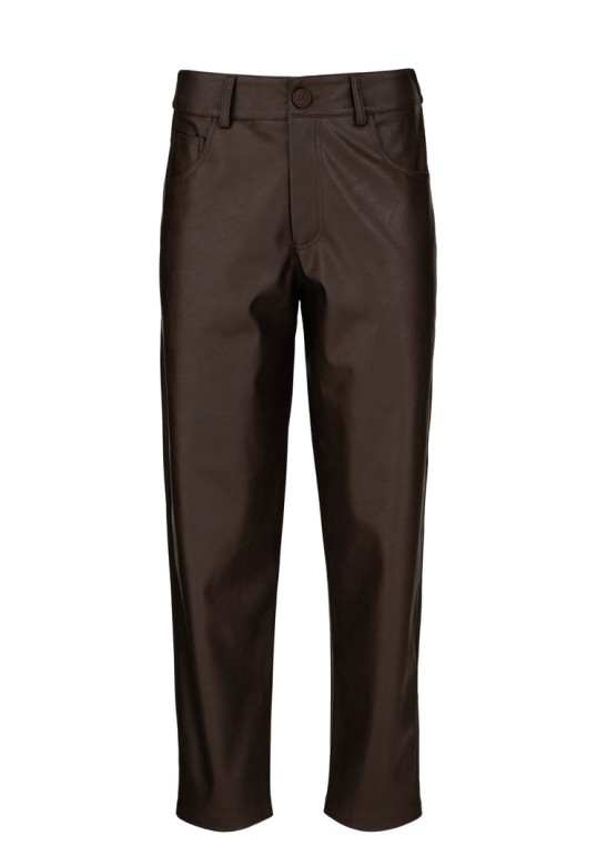 LEATHER REGULAR PANTS DARK BROWN