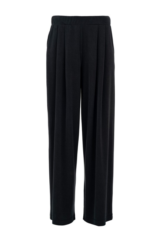 CUPRO PIQUE WIDE LEG PANTS OFF BLACK