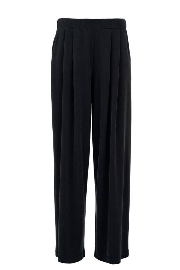 CUPRO PIQUE WIDE LEG PANTS OFF BLACK