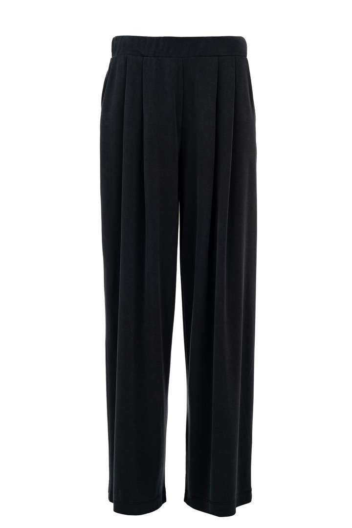 CUPRO PIQUE WIDE LEG PANTS OFF BLACK