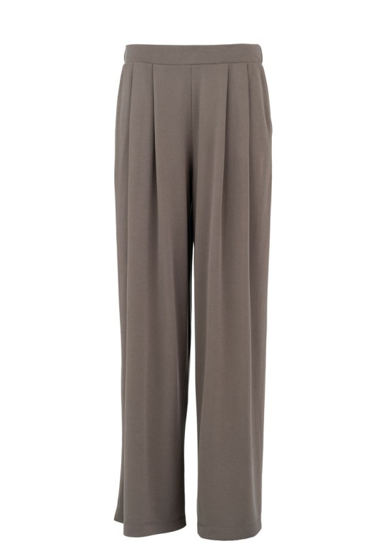 CUPRO PIQUE WIDE LEG PANTS TAUPE